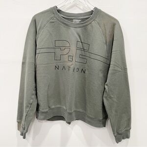 P.E Nation Swingman Raglan Logo Pullover Sweatshirt in Green XL